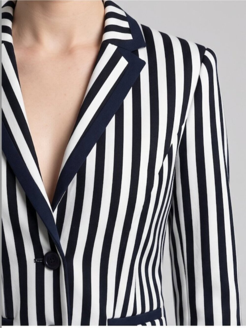 H&M Vertical Striped Blazer Blue And White - Picture 3 of 8